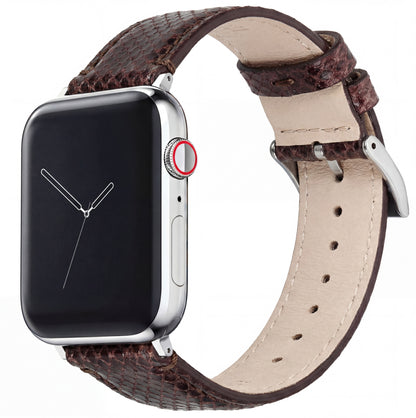 Apple Watch Genuine Snakeskin Brown Leather Watch Band, Crafted in the USA