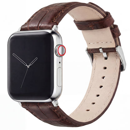 Apple Watch Genuine Alligator Brown Leather Watch Band, Made in USA