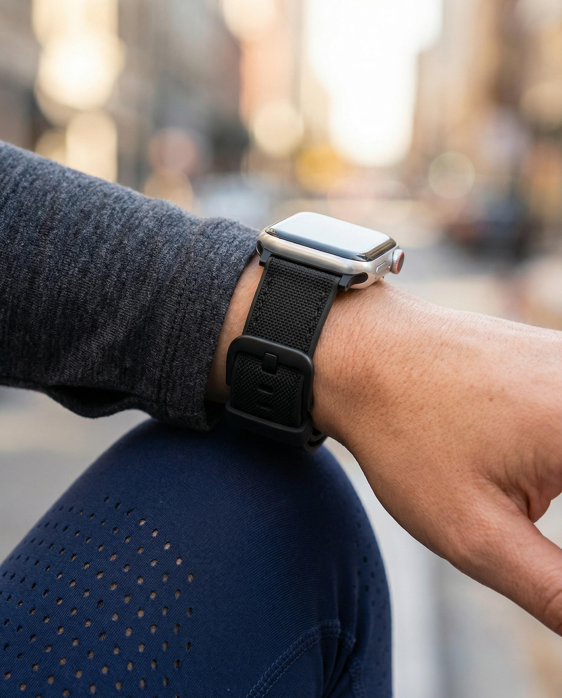 Apple Watch Black Cordura Fabric And Silicone Hybrid Watch Band (Women's)