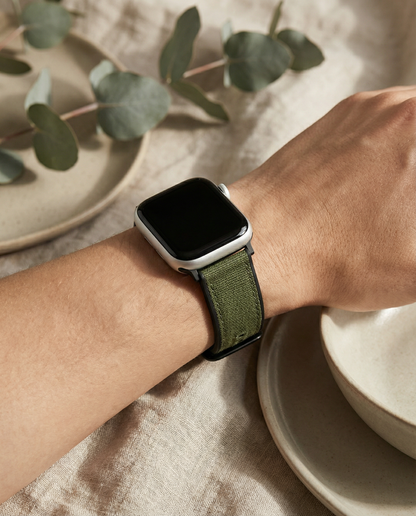 Apple Watch Army Green Cordura Fabric And Silicone Hybrid Watch Band (Women's)