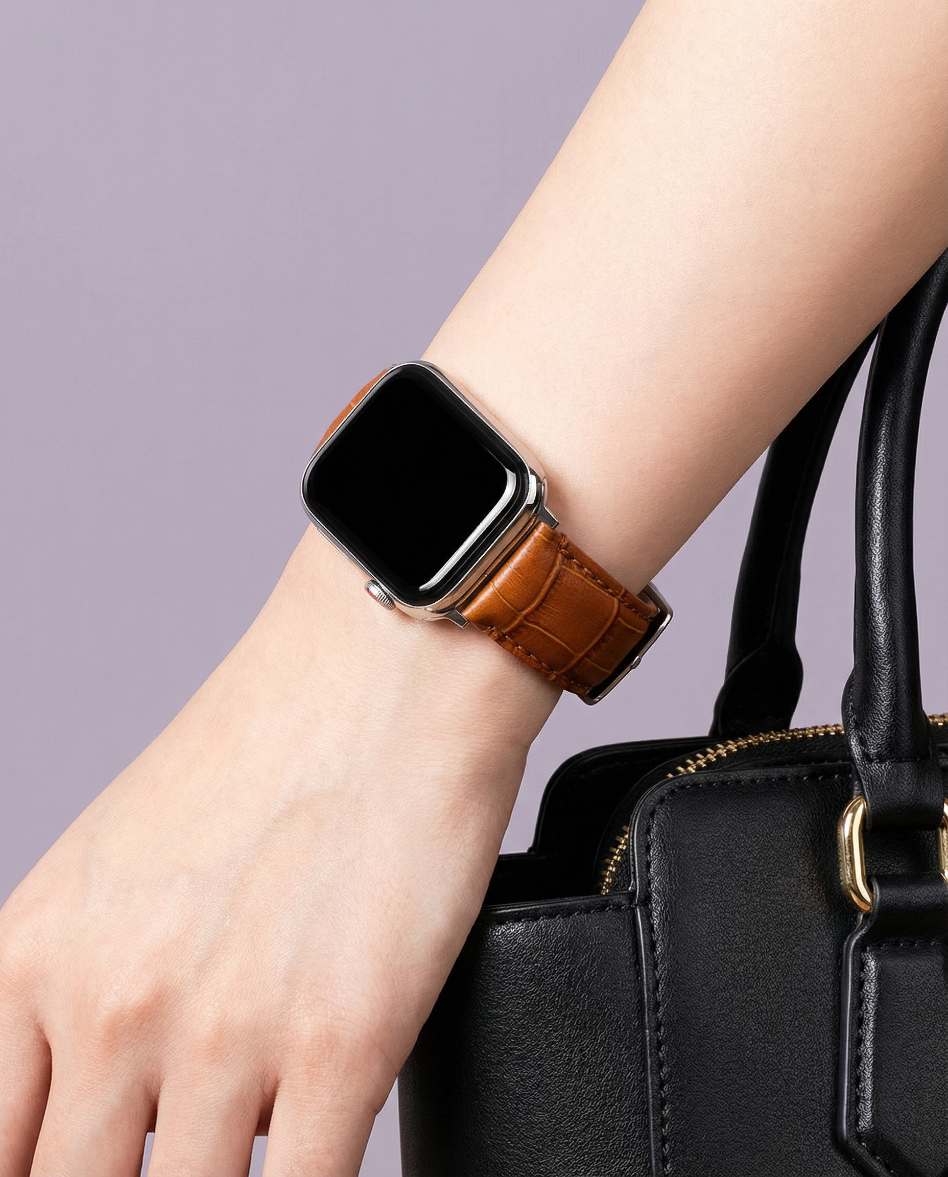 Apple Watch Toffee Brown Alligator Grain Leather Watch Band (Women's)