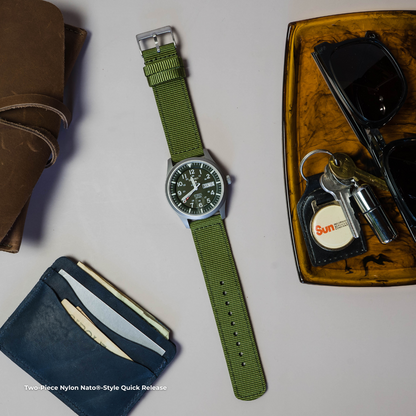 Canvas & Nylon Army Green Everyday Comfort Watch Strap Bundle | 3 Watch Bands