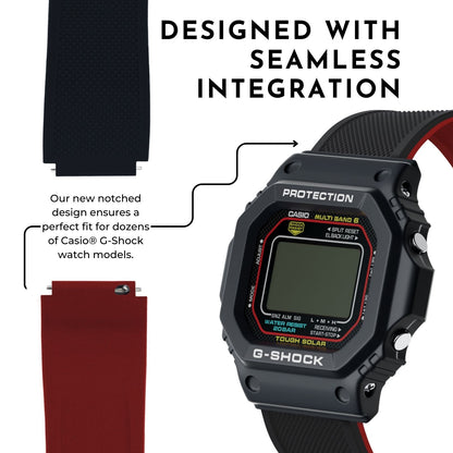 Black & Red Elite Silicone Casio® G-Shock Watch Band