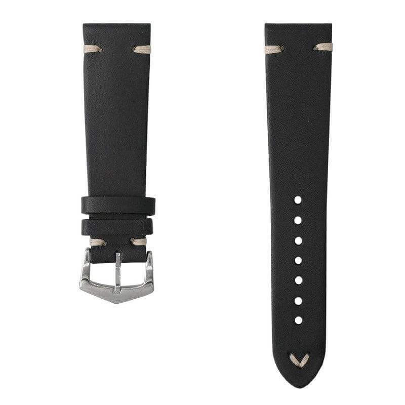 Black Vintage Leather Watch Strap Black Color