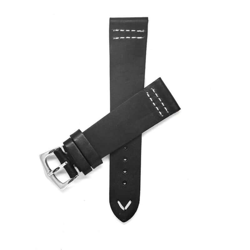 Black Vintage Leather Watch Strap -Black - Milano Straps