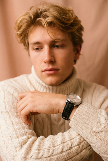 Black Alligator Grain Leather Watch Band