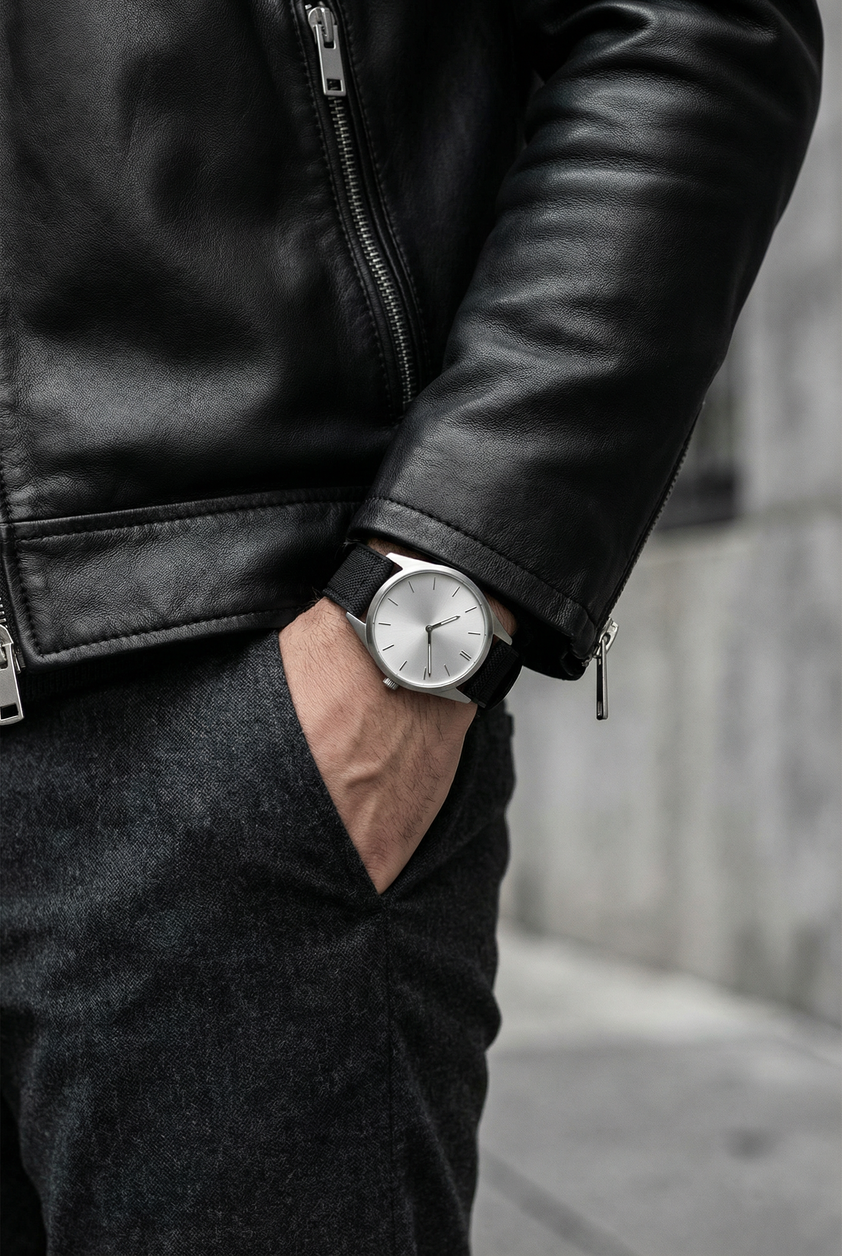 Black Cordura Fabric And Silicone Hybrid Watch Band