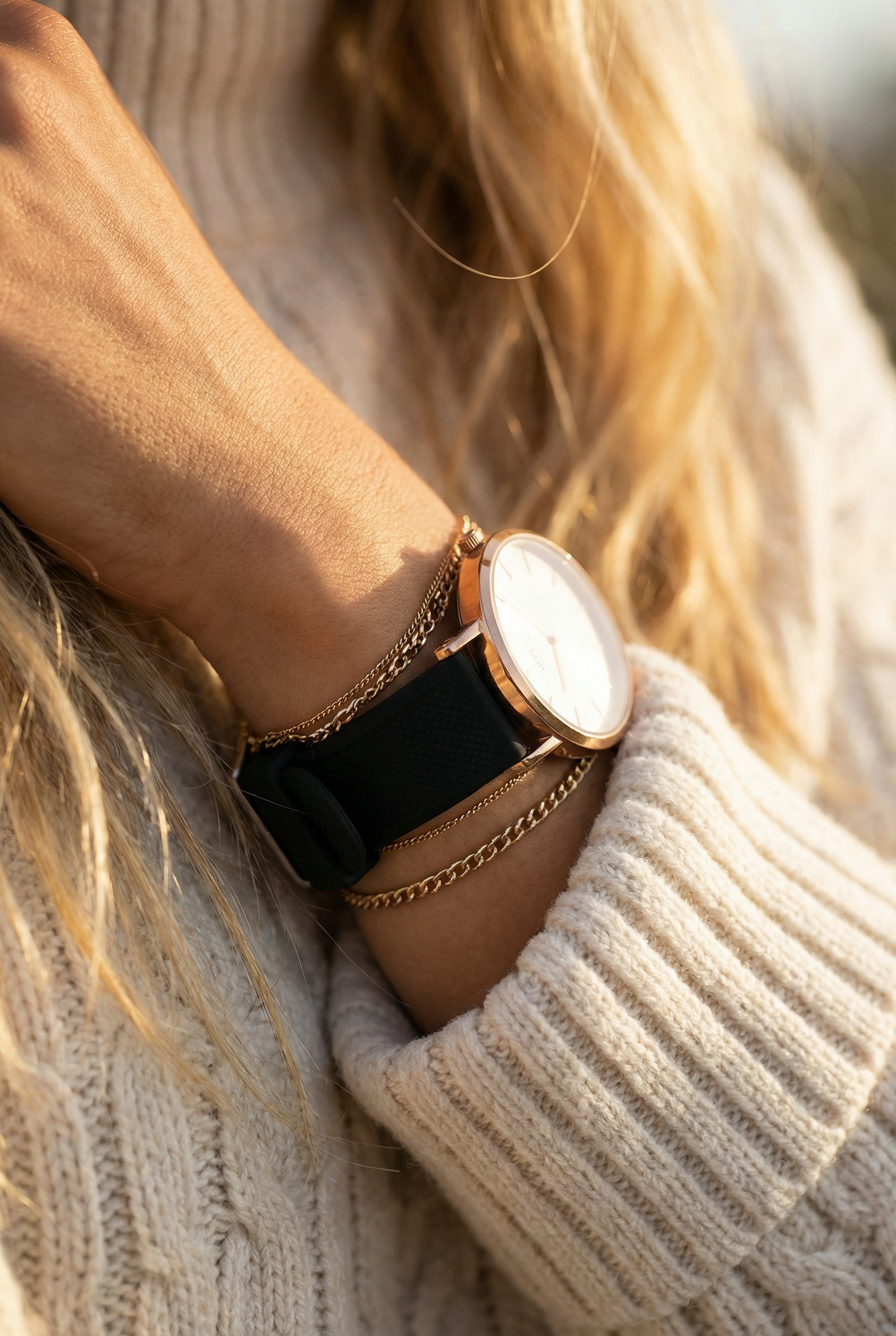 Black Elite Silicone Watch Band (Womens)