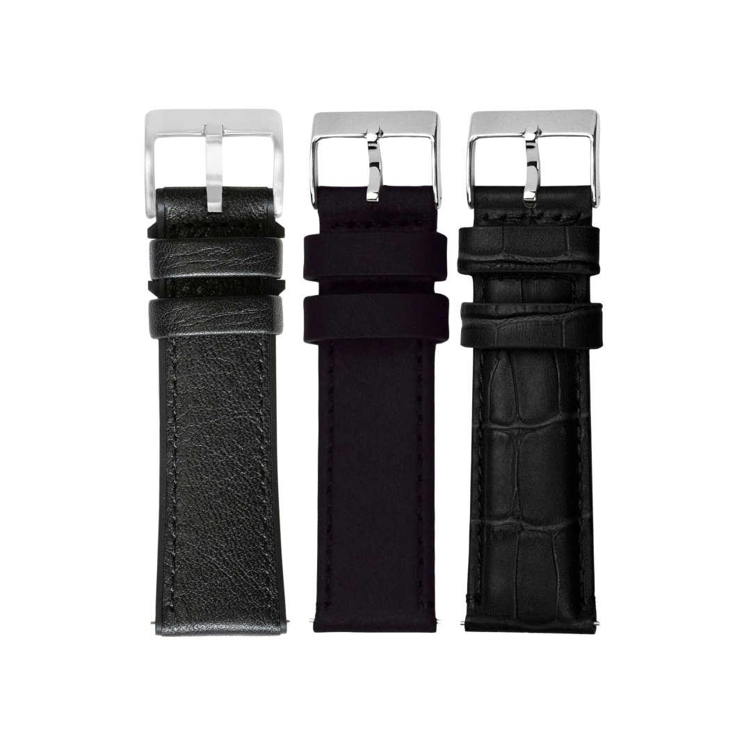 Leather Black Heritage Leather Watch Strap Bundle | 3 Watch Bands