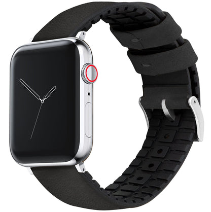 Apple Watch Black (38mm, 40mm, 41mm, 42mm) Leather Hybrid Watch Band