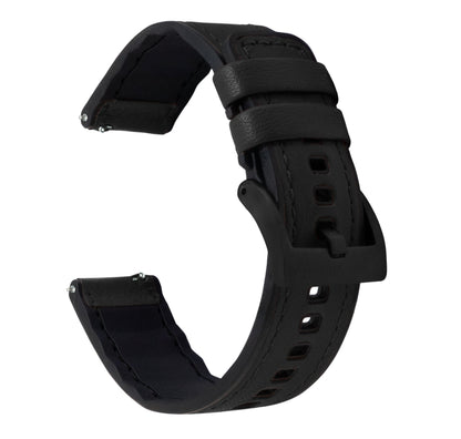 Black Pittards Water Resistant Leather Silicone Base Watch Band
