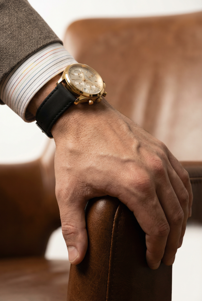 Black Leather Quick Release Watch Band