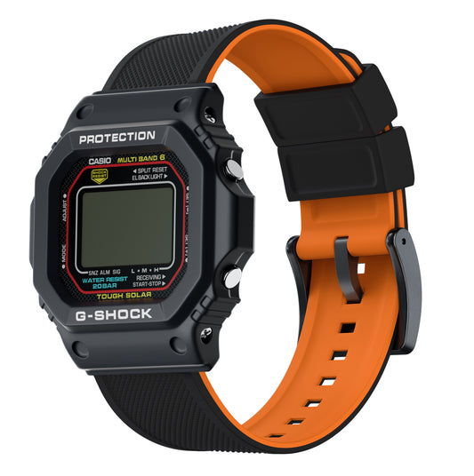 Black & Orange Elite Silicone Casio® G-Shock Watch Band