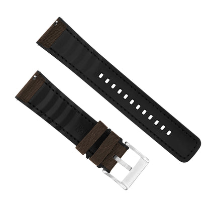 Chocolate Brown Cordura Fabric And Silicone Hybrid Watch Band