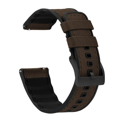 Chocolate Brown Cordura Fabric And Silicone Hybrid Watch Band