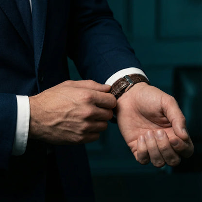 Apple Watch Genuine Alligator Brown Leather Watch Band, Made in USA