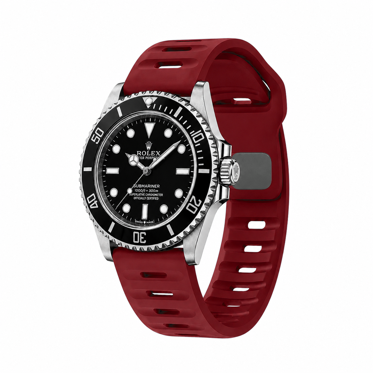 Burgundy Red Active FKM Rubber Watch Band