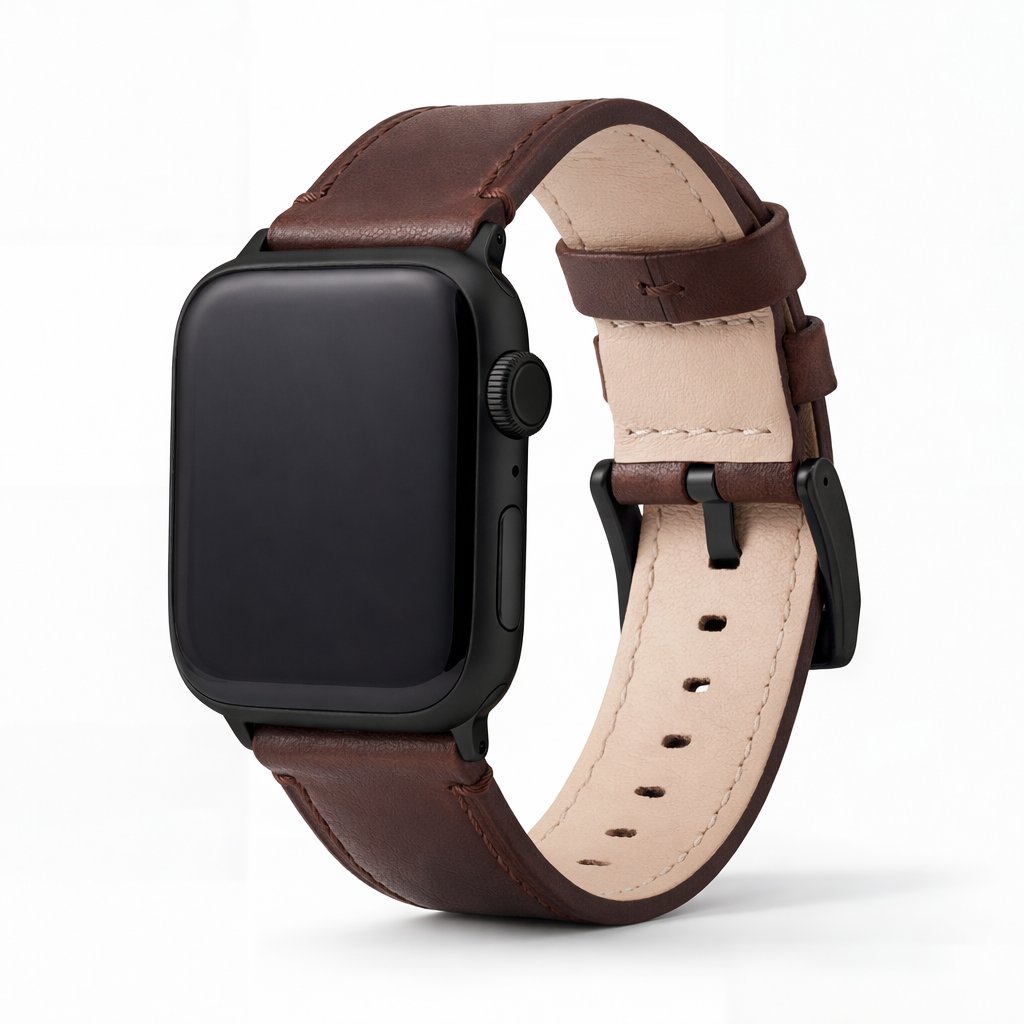 Apple Watch Genuine French Calfskin Brown Leather Watch Band, Crafted in the USA