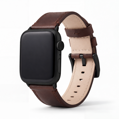 Apple Watch Genuine French Calfskin Brown Leather Watch Band, Crafted in the USA