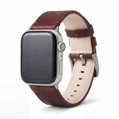 Apple Watch Genuine French Calfskin Brown Leather Watch Band, Crafted in the USA