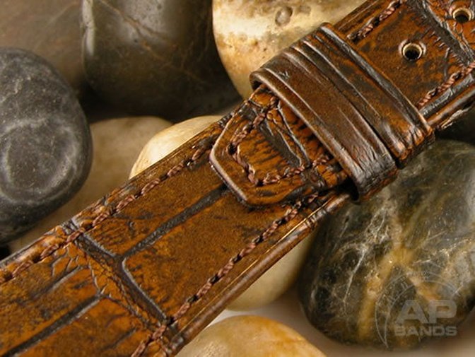 Capolavoro Vintage Golden Brown Alligator Leather Strap For Audemars Piguet Royal Oak Offshore