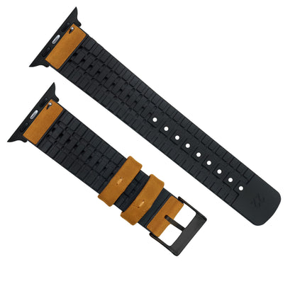 Apple Watch Cedar Brown Leather And Rubber Hybrid Watch Band