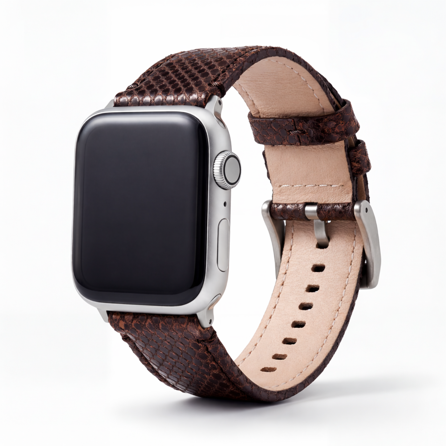 Apple Watch Genuine Snakeskin Brown Leather Watch Band, Crafted in the USA