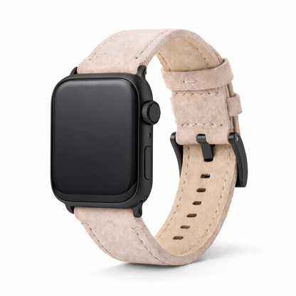 Apple Watch Genuine Nubuck Beige Leather Watch Band, Crafted in the USA