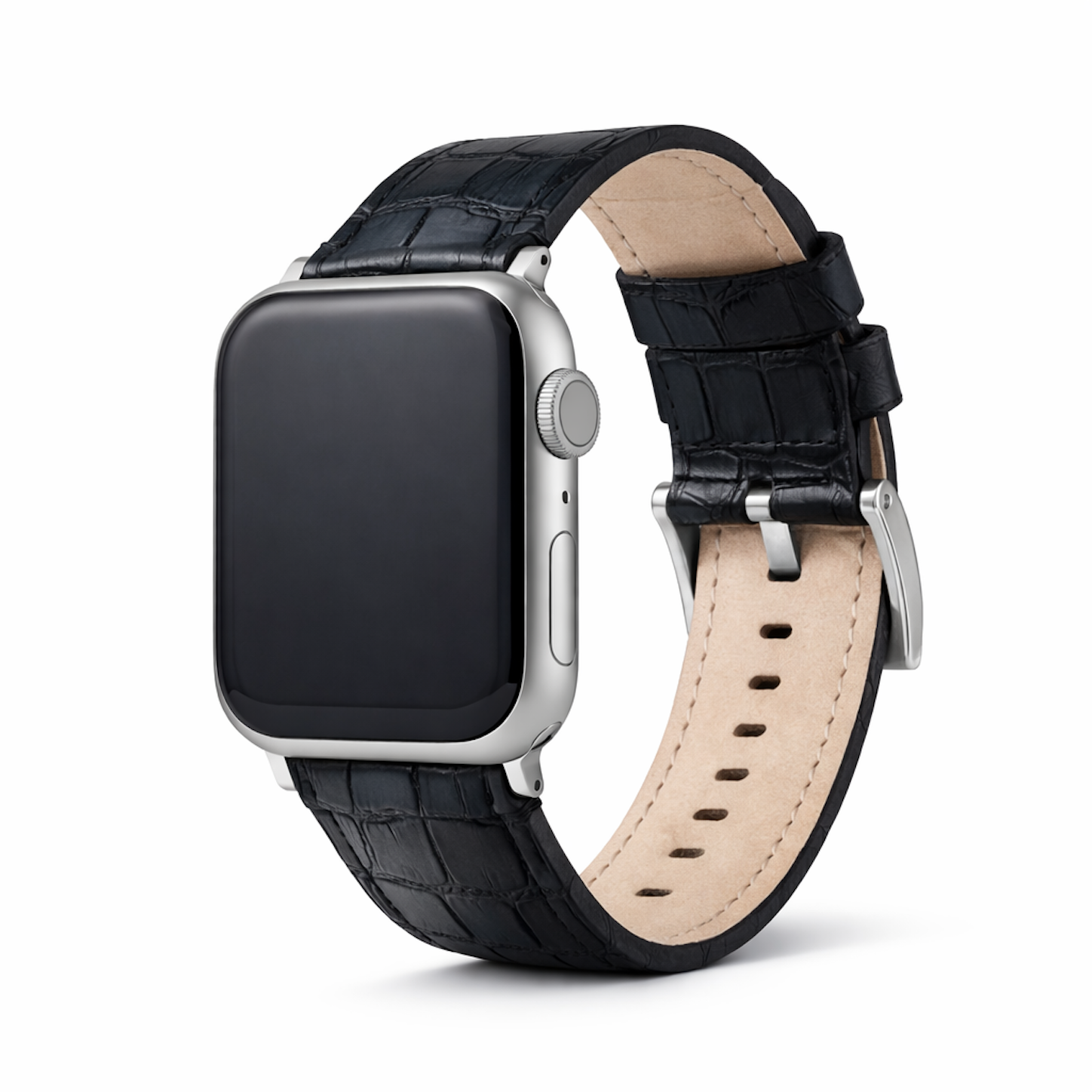 Apple Watch Genuine Alligator Genuine Alligator Black Leather Watch Band, Made in USA