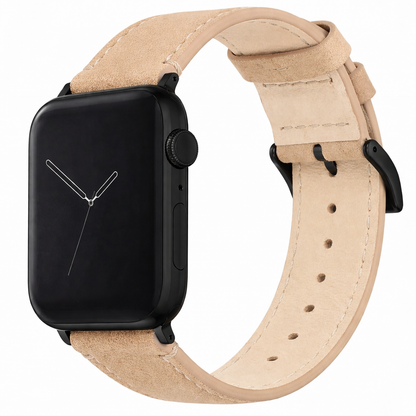 Apple Watch Genuine Nubuck Beige Leather Watch Band, Crafted in the USA