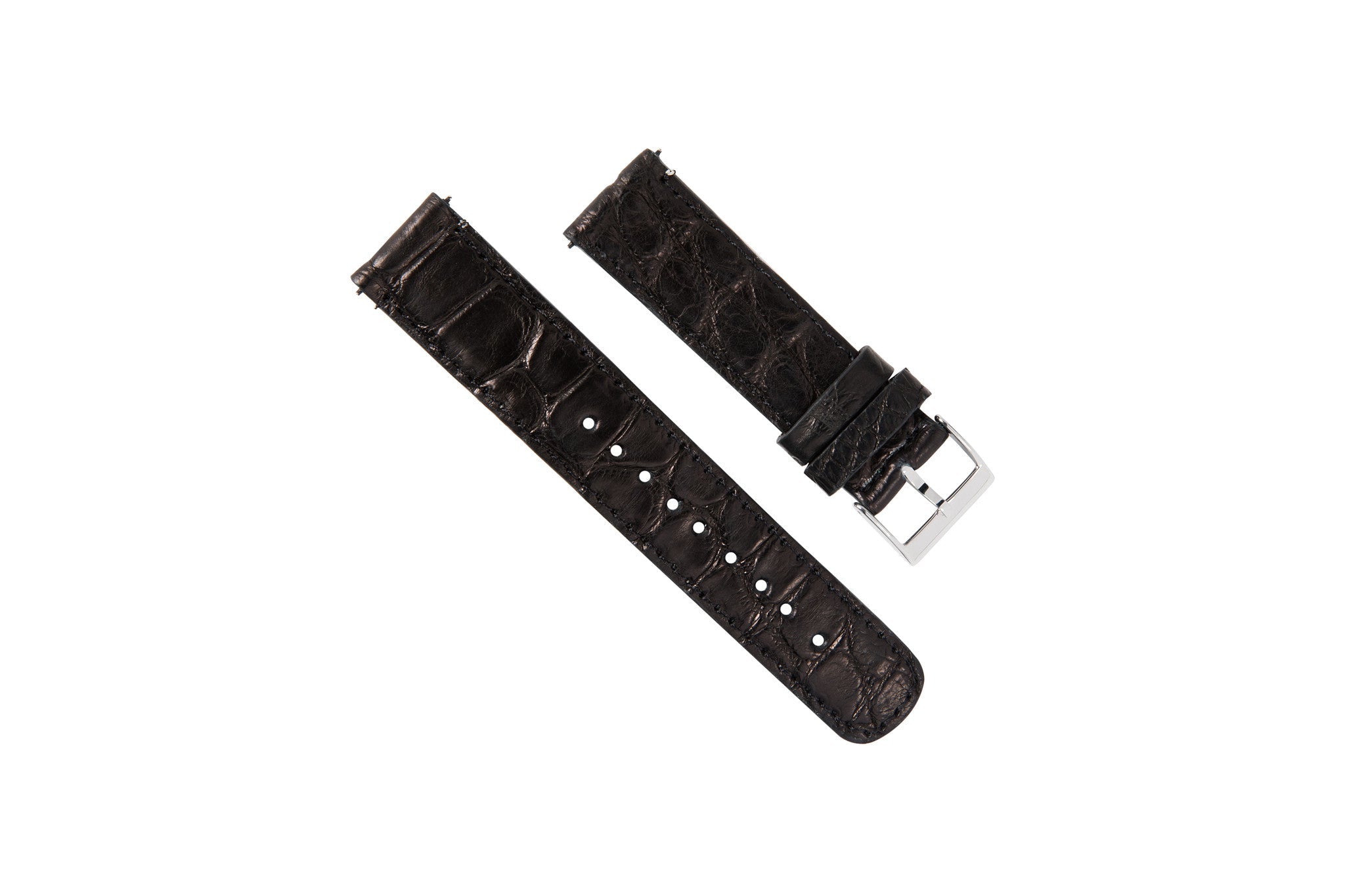 Genuine Alligator Black Leather Watch Band, Made in USA - Grand Seiko (20mm)