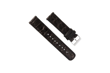 Genuine Alligator Black Leather Watch Band, Made in USA - Grand Seiko (20mm)
