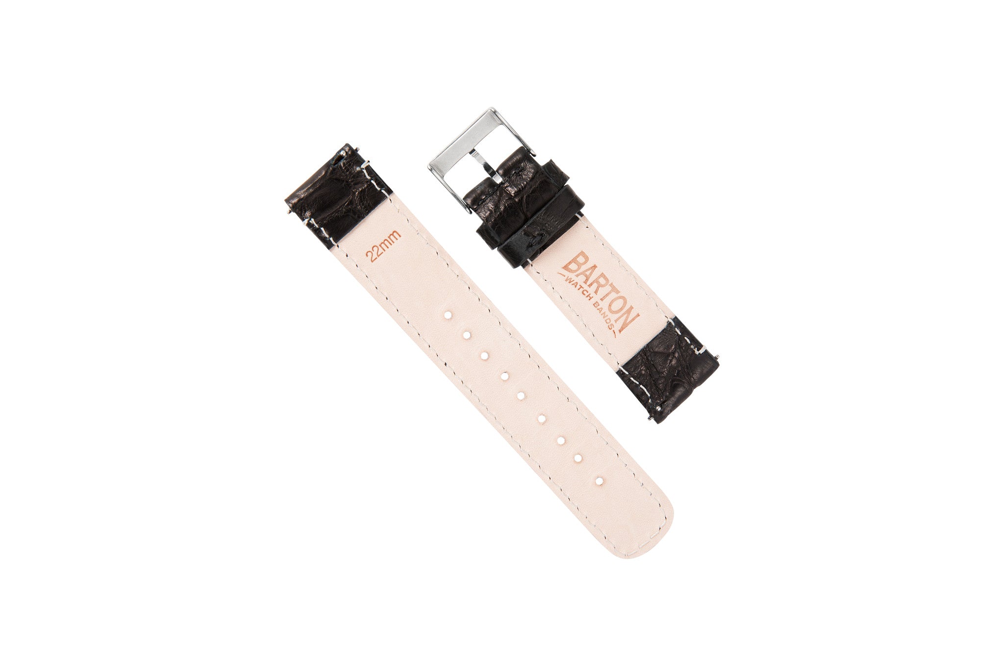Genuine Alligator Black Leather Watch Band, Made in USA