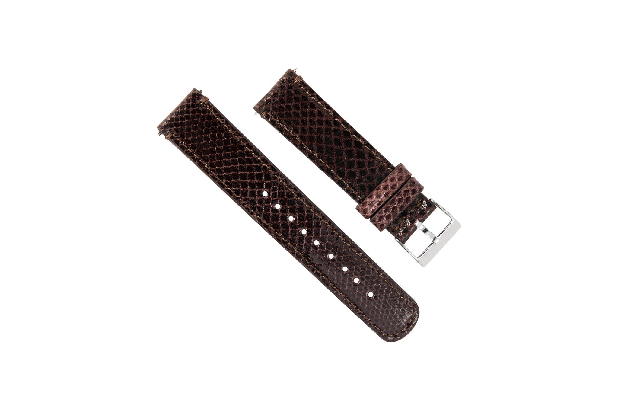 Genuine Snakeskin Brown Leather Watch Band, Crafted in the USA - Omega Seamaster (20mm)