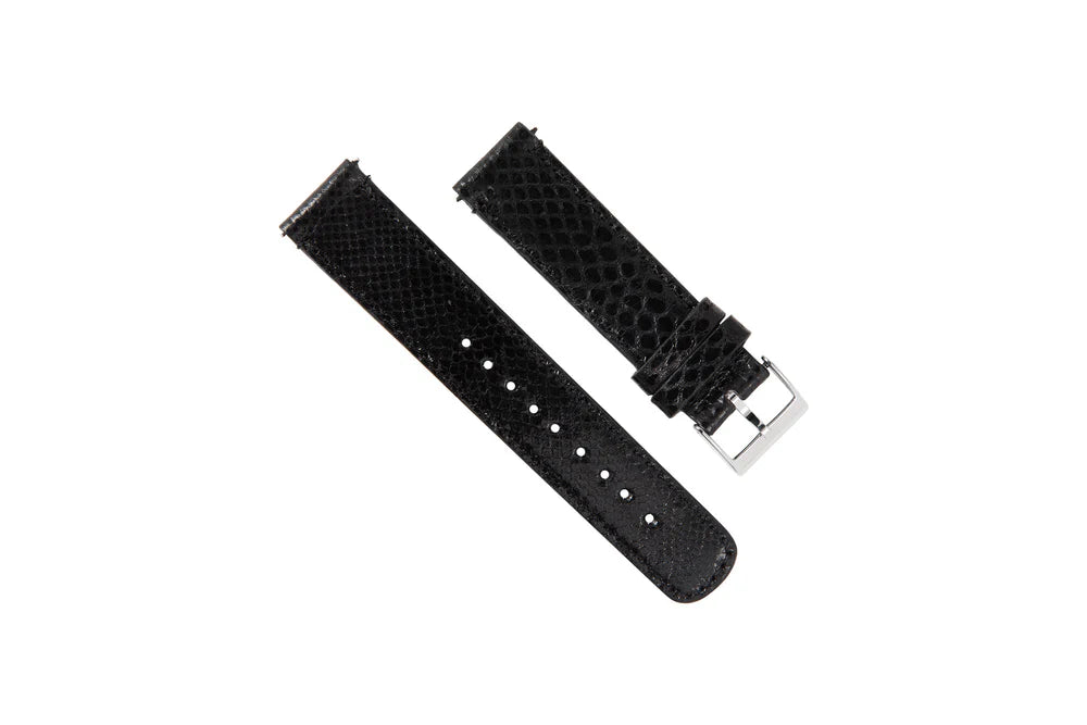 Apple Watch Genuine Snakeskin Black Leather Watch Band, Crafted in the USA