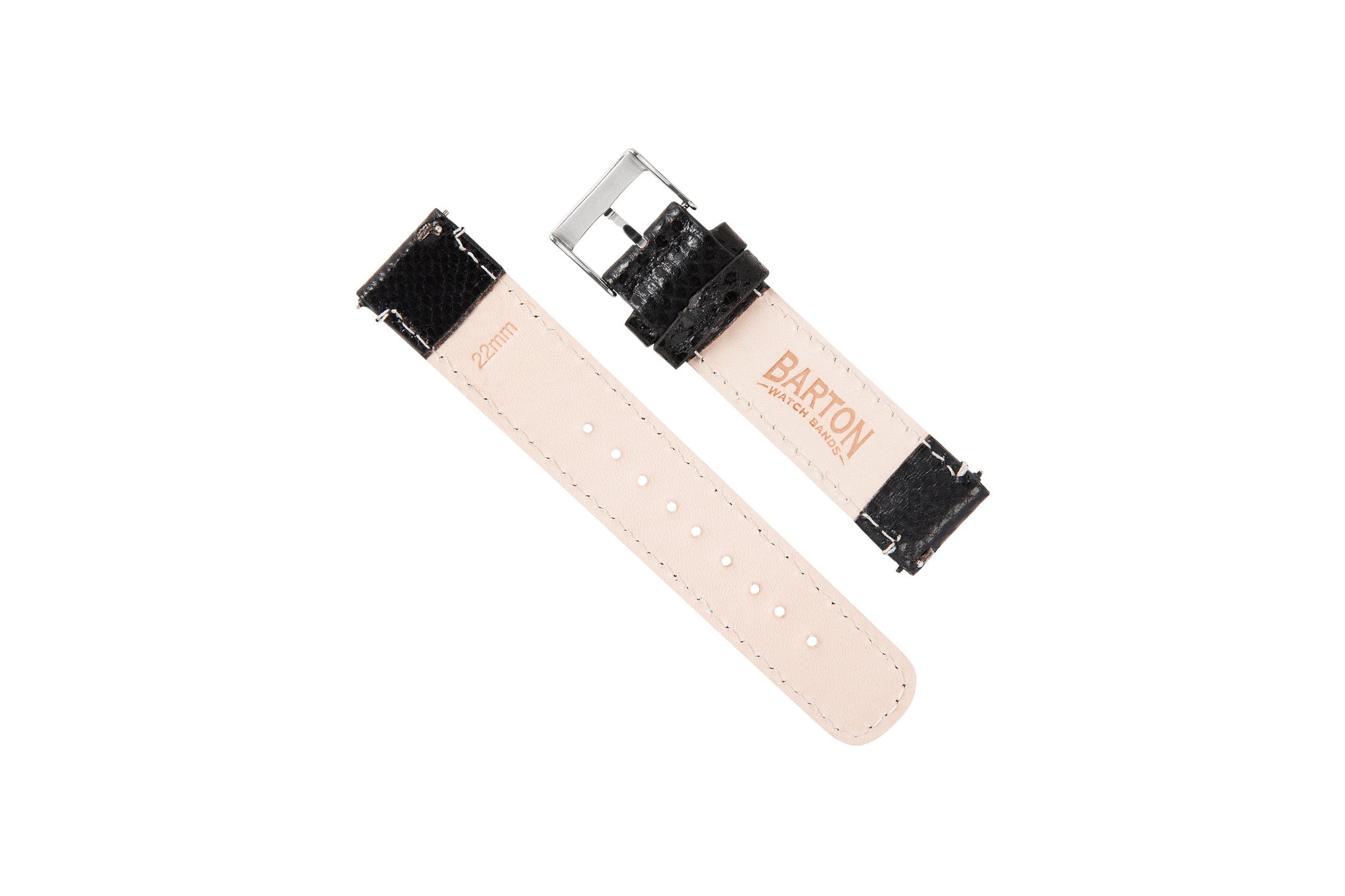 Genuine Snakeskin Black Leather Watch Band, Crafted in the USA