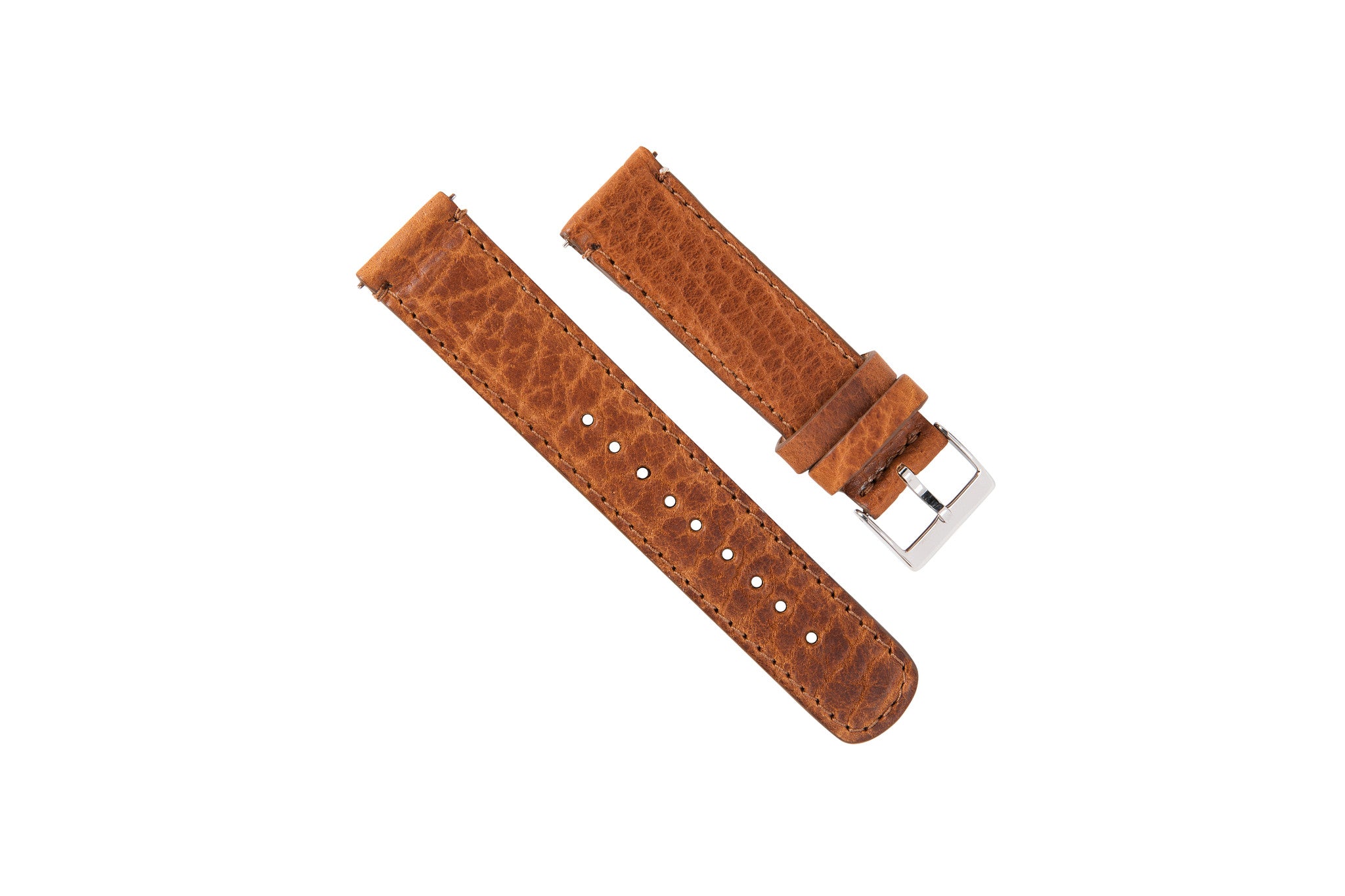Genuine Bison Brown Leather Watch Band, Made in USA