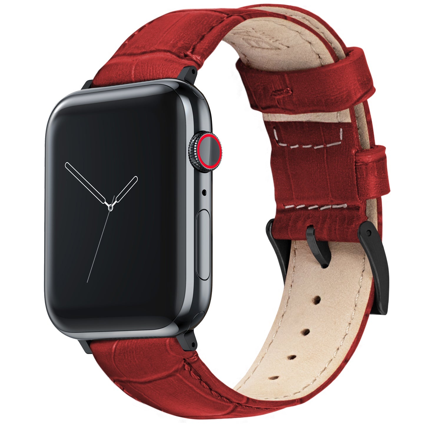 Apple Watch Small (38mm, 40mm, 41mm, 42mm) Red Alligator Grain Leather Watch Band