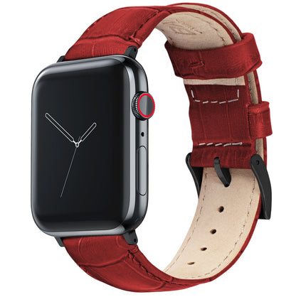 Apple Watch Small (38mm, 40mm, 41mm, 42mm) Red Alligator Grain Leather Watch Band