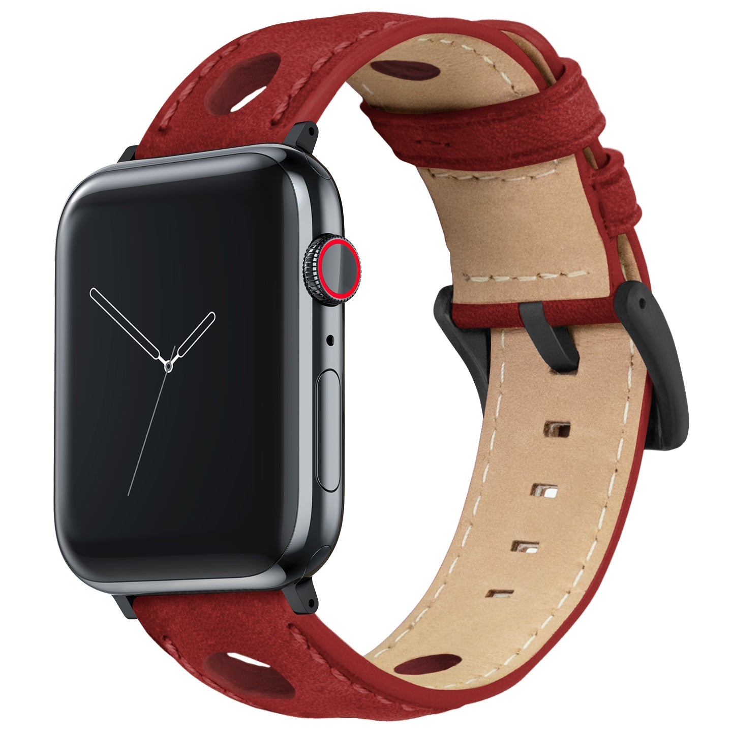Apple Watch Small Crimson Red Rally Horween Leather Watch Band