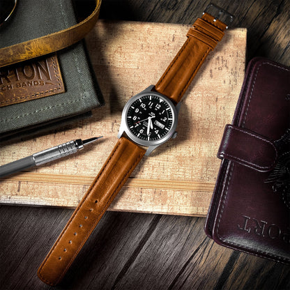 Caramel Brown Classic Horween Leather Watch Band - Omega Seamaster (20mm)