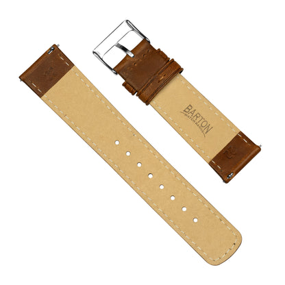 Chocolate Brown Classic Horween Leather Linen Stitching Watch Band