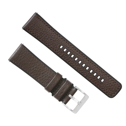 Garmin Instinct® 2, 3, E - Water Resistant Leather & Silicone Base Dark Brown Watch Band