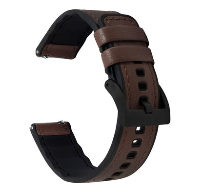Garmin Instinct® 2, 3, E - Water Resistant Leather & Silicone Base Dark Brown Watch Band