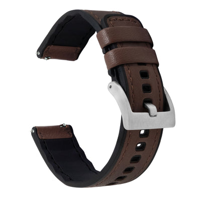 Dark Brown Pittards Water Resistant Leather Silicone Base Watch Band