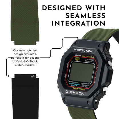 Army Green Elite Silicone Casio® G-Shock Watch Band