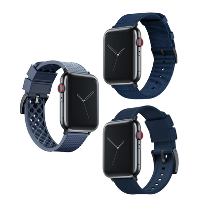 Elite Diver Navy Blue Apple Watch Strap Bundle | 3 Watch Bands