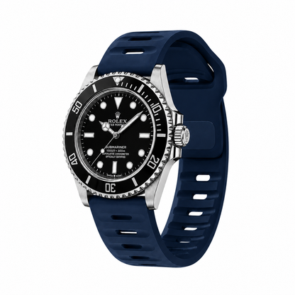 Navy Blue Active FKM Rubber Watch Band - Seiko Prospex Turtle (22mm)