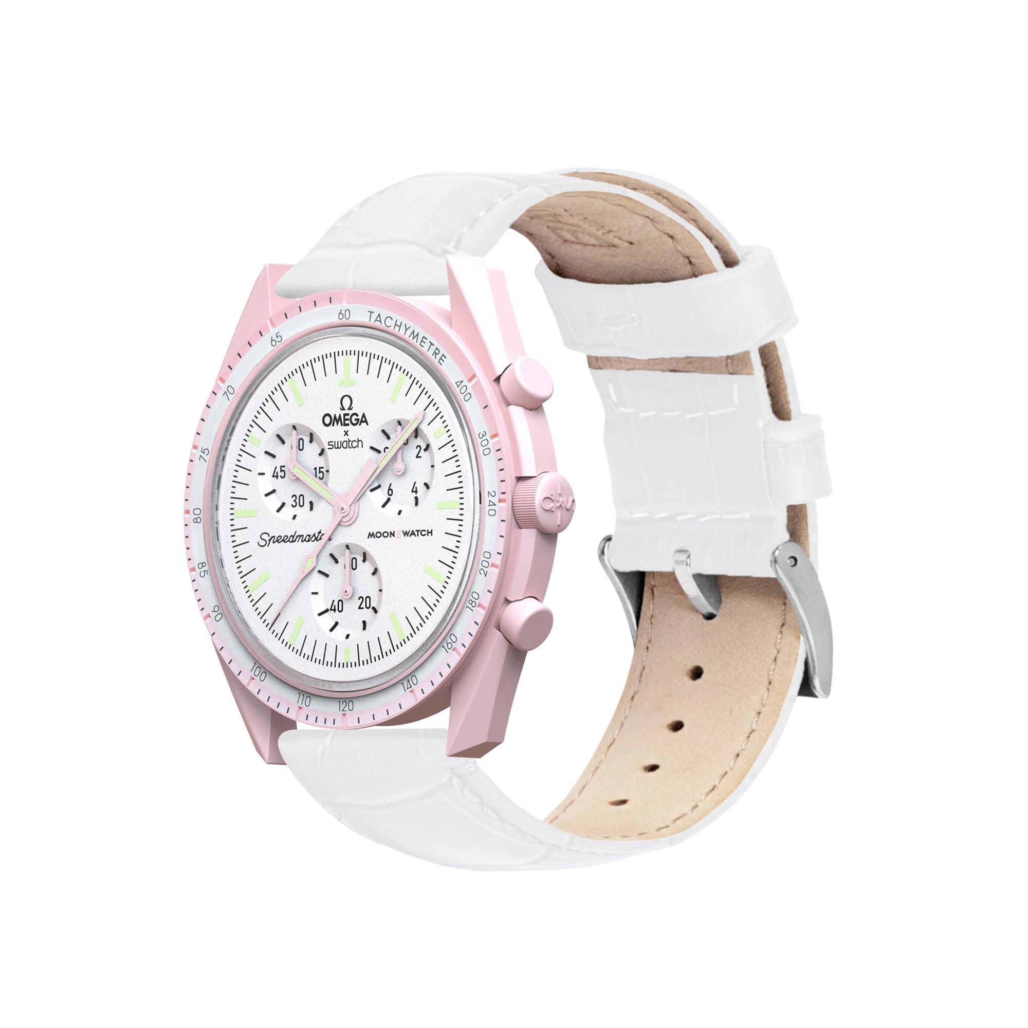 Omega Moonswatch White Alligator Grain Leather Watch Band