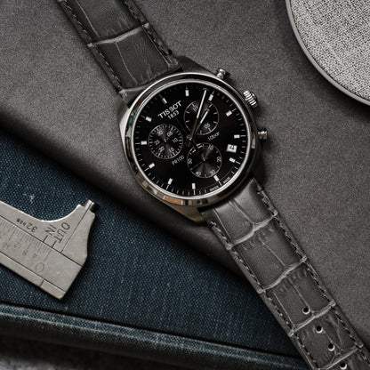 Smoke Grey Alligator Grain Leather Watch Band